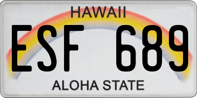 HI license plate ESF689
