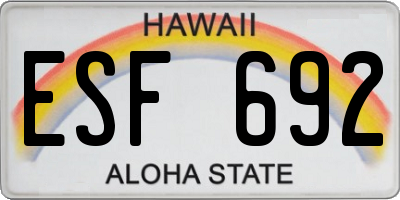 HI license plate ESF692