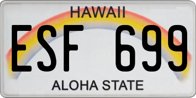 HI license plate ESF699