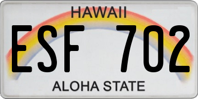 HI license plate ESF702