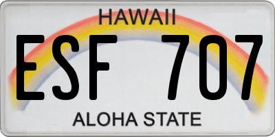 HI license plate ESF707