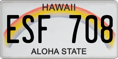 HI license plate ESF708