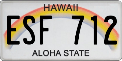 HI license plate ESF712