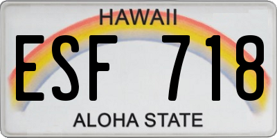 HI license plate ESF718