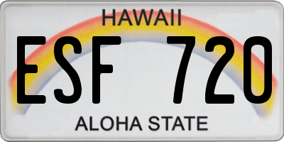 HI license plate ESF720