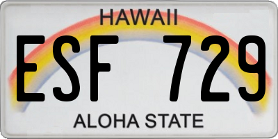 HI license plate ESF729