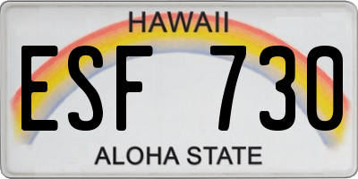 HI license plate ESF730