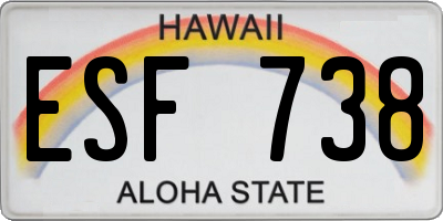 HI license plate ESF738