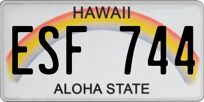 HI license plate ESF744