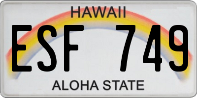 HI license plate ESF749