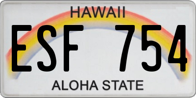 HI license plate ESF754