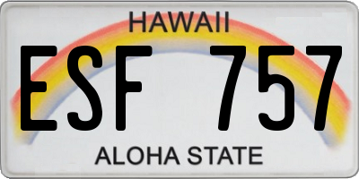 HI license plate ESF757