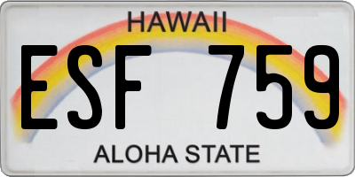 HI license plate ESF759