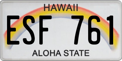 HI license plate ESF761