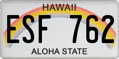 HI license plate ESF762