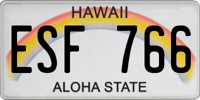 HI license plate ESF766