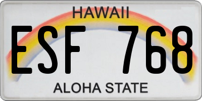 HI license plate ESF768