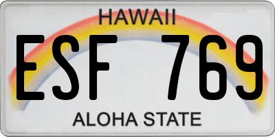 HI license plate ESF769