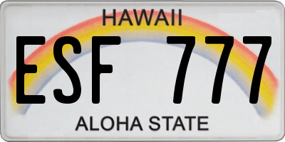 HI license plate ESF777