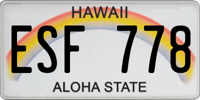 HI license plate ESF778
