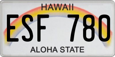 HI license plate ESF780
