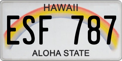 HI license plate ESF787