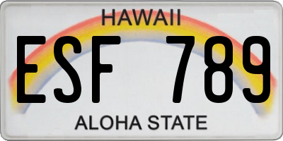 HI license plate ESF789