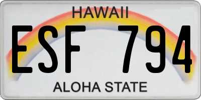 HI license plate ESF794