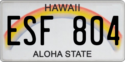 HI license plate ESF804