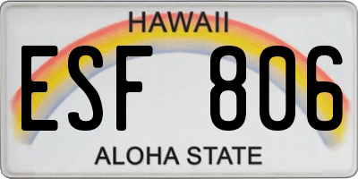 HI license plate ESF806