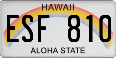 HI license plate ESF810