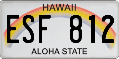 HI license plate ESF812