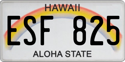 HI license plate ESF825
