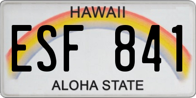 HI license plate ESF841