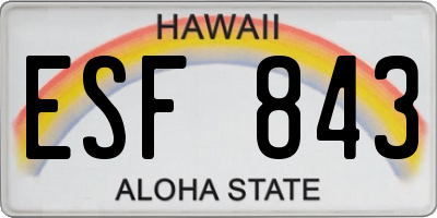 HI license plate ESF843