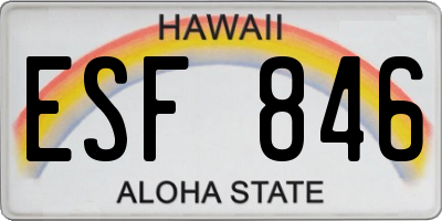 HI license plate ESF846