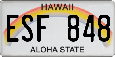 HI license plate ESF848