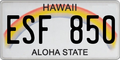 HI license plate ESF850