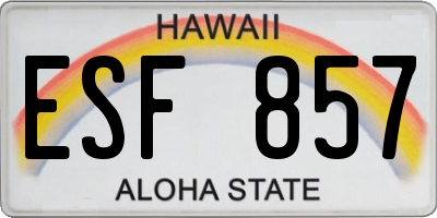 HI license plate ESF857