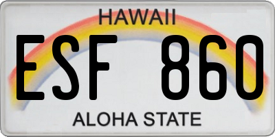 HI license plate ESF860