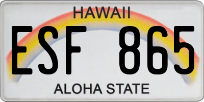 HI license plate ESF865