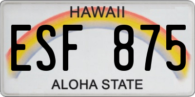 HI license plate ESF875