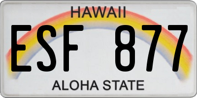HI license plate ESF877