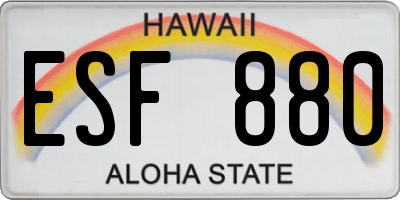 HI license plate ESF880