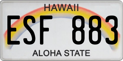 HI license plate ESF883
