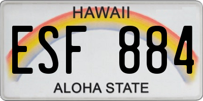 HI license plate ESF884