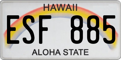 HI license plate ESF885