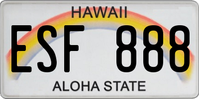 HI license plate ESF888