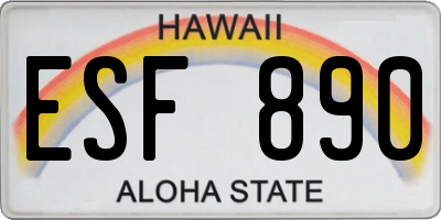 HI license plate ESF890