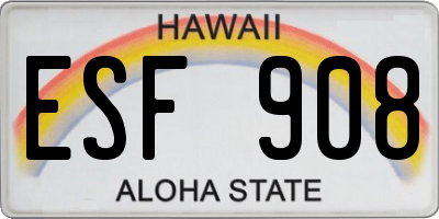 HI license plate ESF908